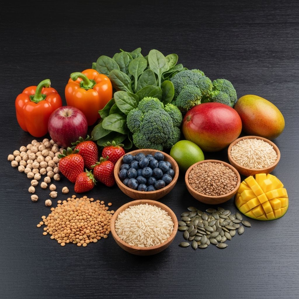 Varierad array av näringsrik mat